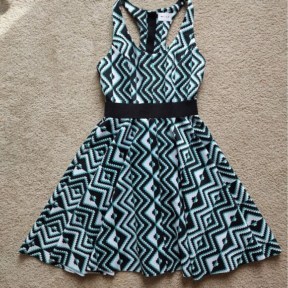 MILLY retro 50s-style fit flare dress abstract S 4 6 - Picture 9 of 9